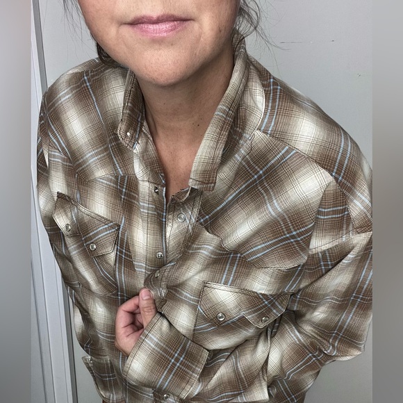 Vintage Wrangler Plaid Cowboy Shirt XL - Picture 6 of 10